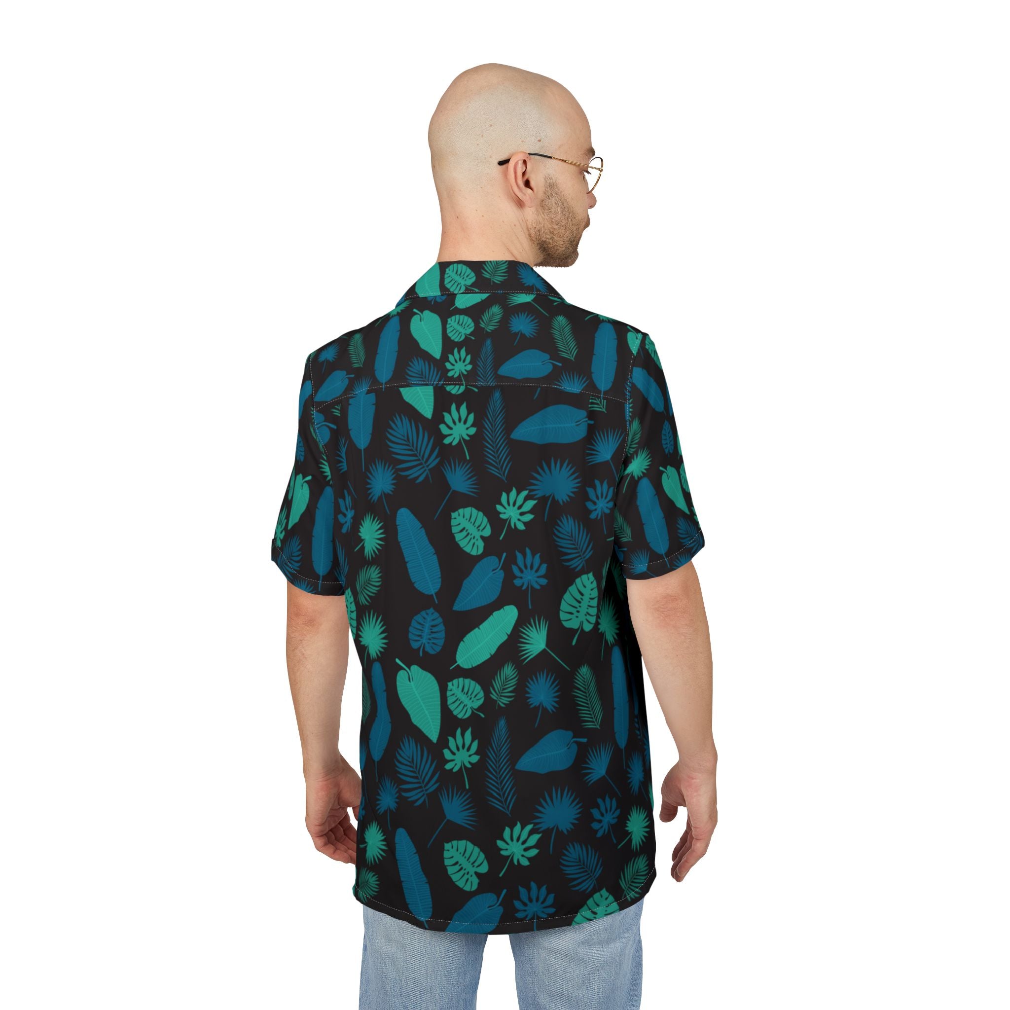 Men's Hawaiian Shirt Jardín nocturno de hojas tropicales