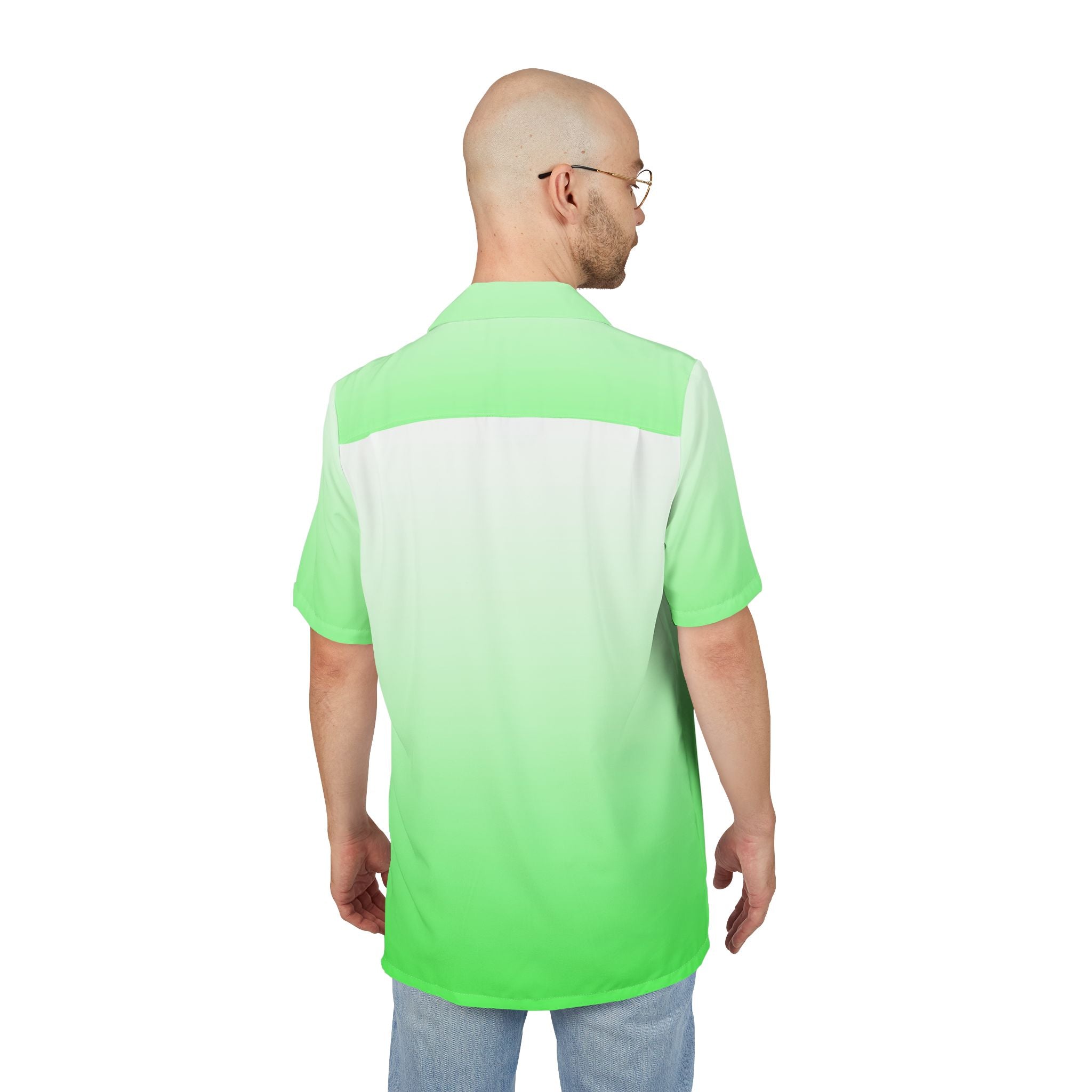 Camisa Hawaiana Gradiente suave de verdes: Abstracción y serenidad