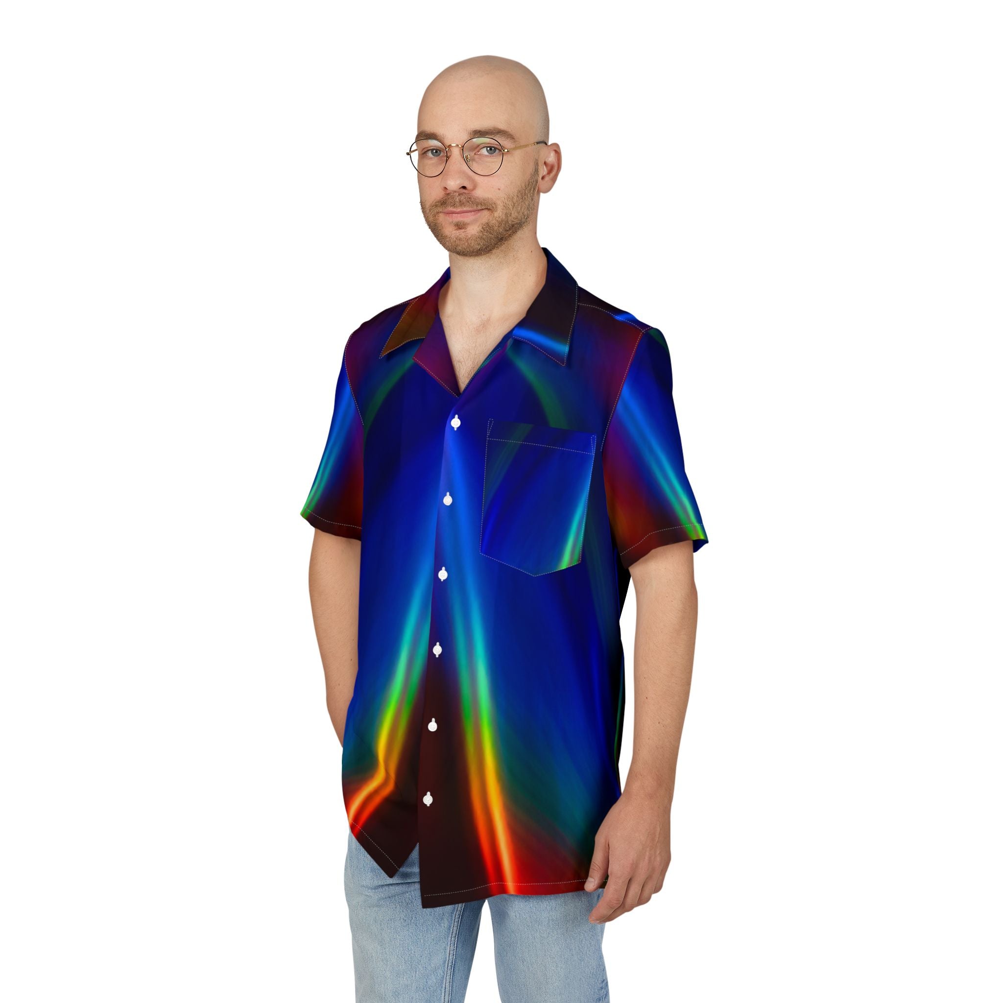 Men's Hawaiian Shirt Danza de Colores en la Oscuridad
