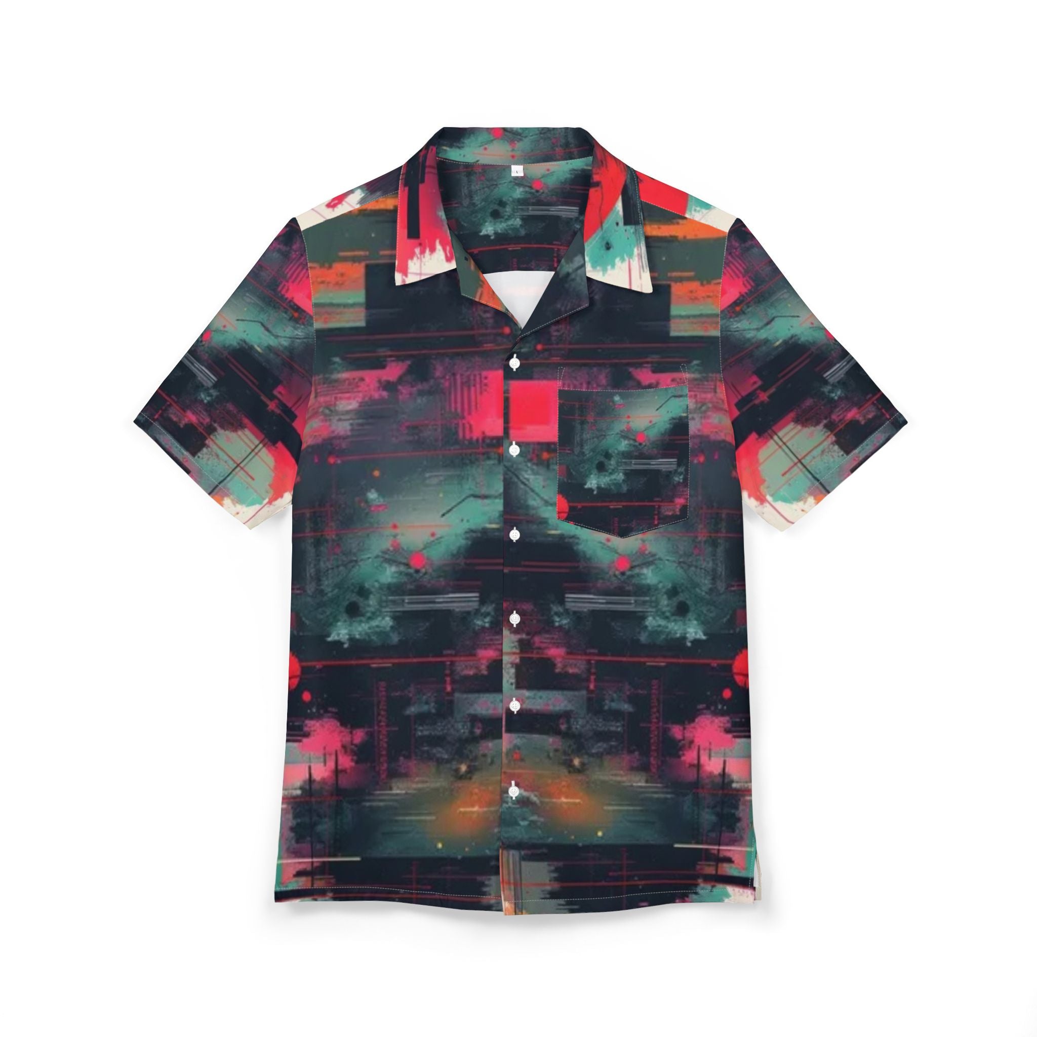 Men's Hawaiian Shirt Amanecer entre Ruinas Digitales