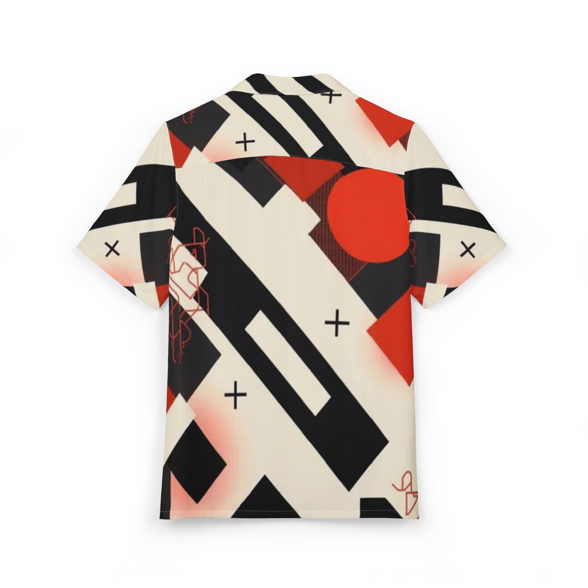 Men's Hawaiian Shirt Cruce de Ritmos y Formas en Rojo y Negro