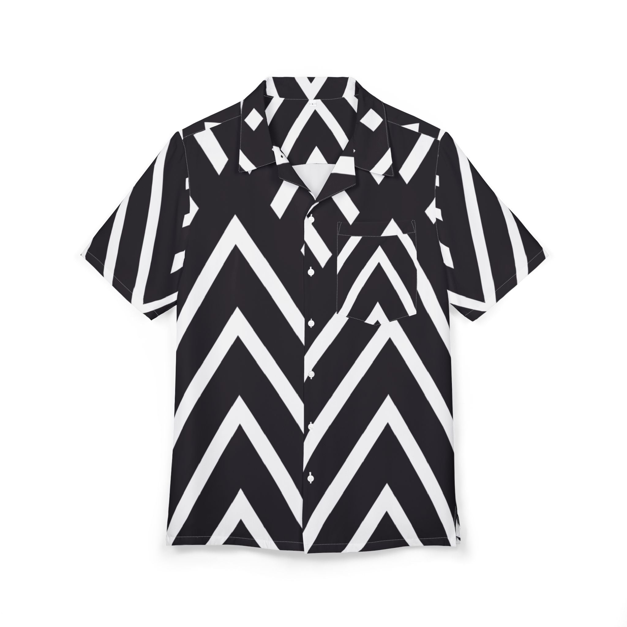 Men's Hawaiian Shirt Laberinto Geométrico en Blanco y Negro