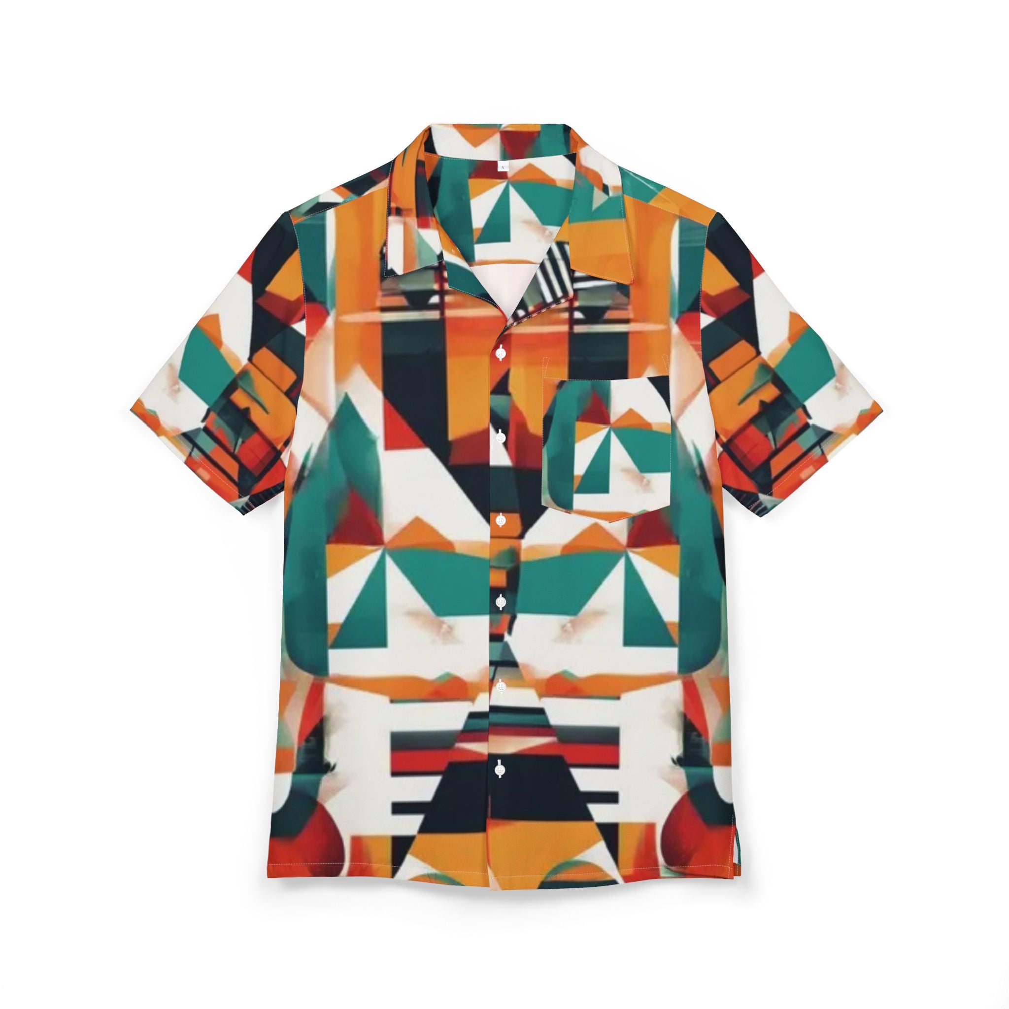 Men's Hawaiian Shirt Reflejos urbanos en fractal de neón