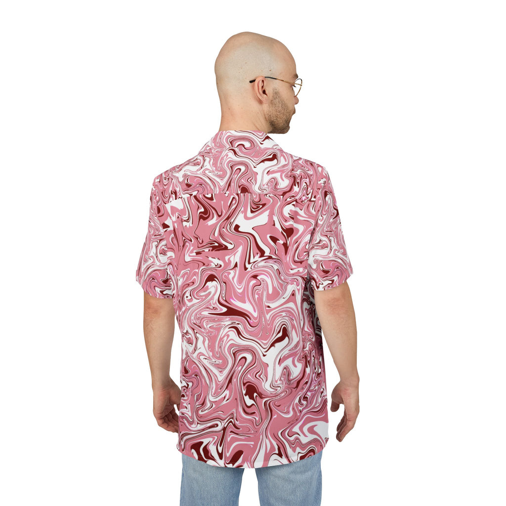 Men's Hawaiian Shirt Danza Cromática en Rosa y Blanco