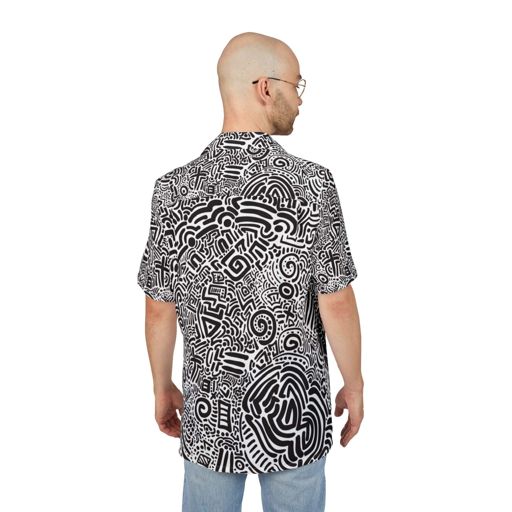 Men's Hawaiian Shirt Labyrinth of the Mind: An Exploration in Abstract Symbols