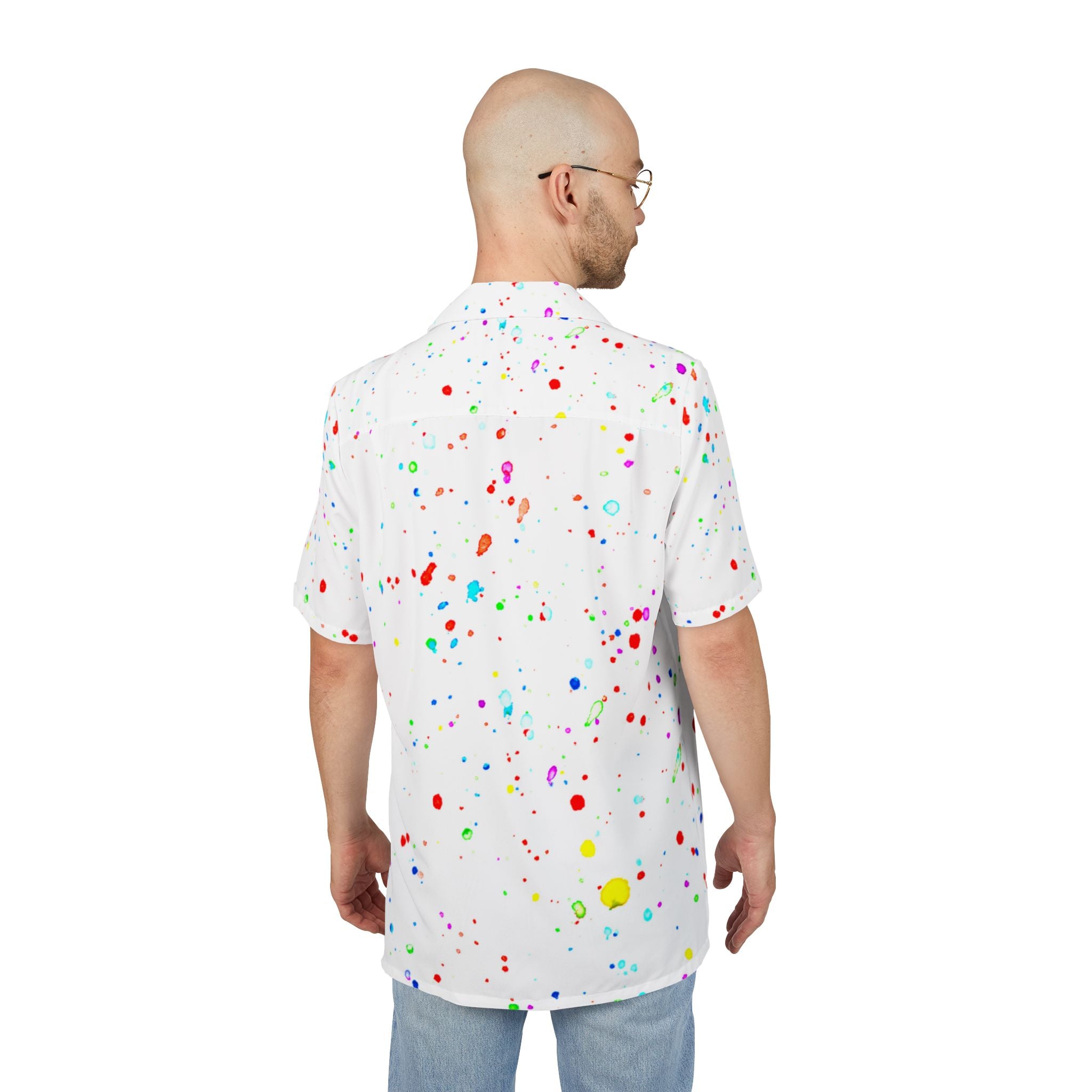 Men's Hawaiian Shirt Lluvia festiva de colores en el vacío astral