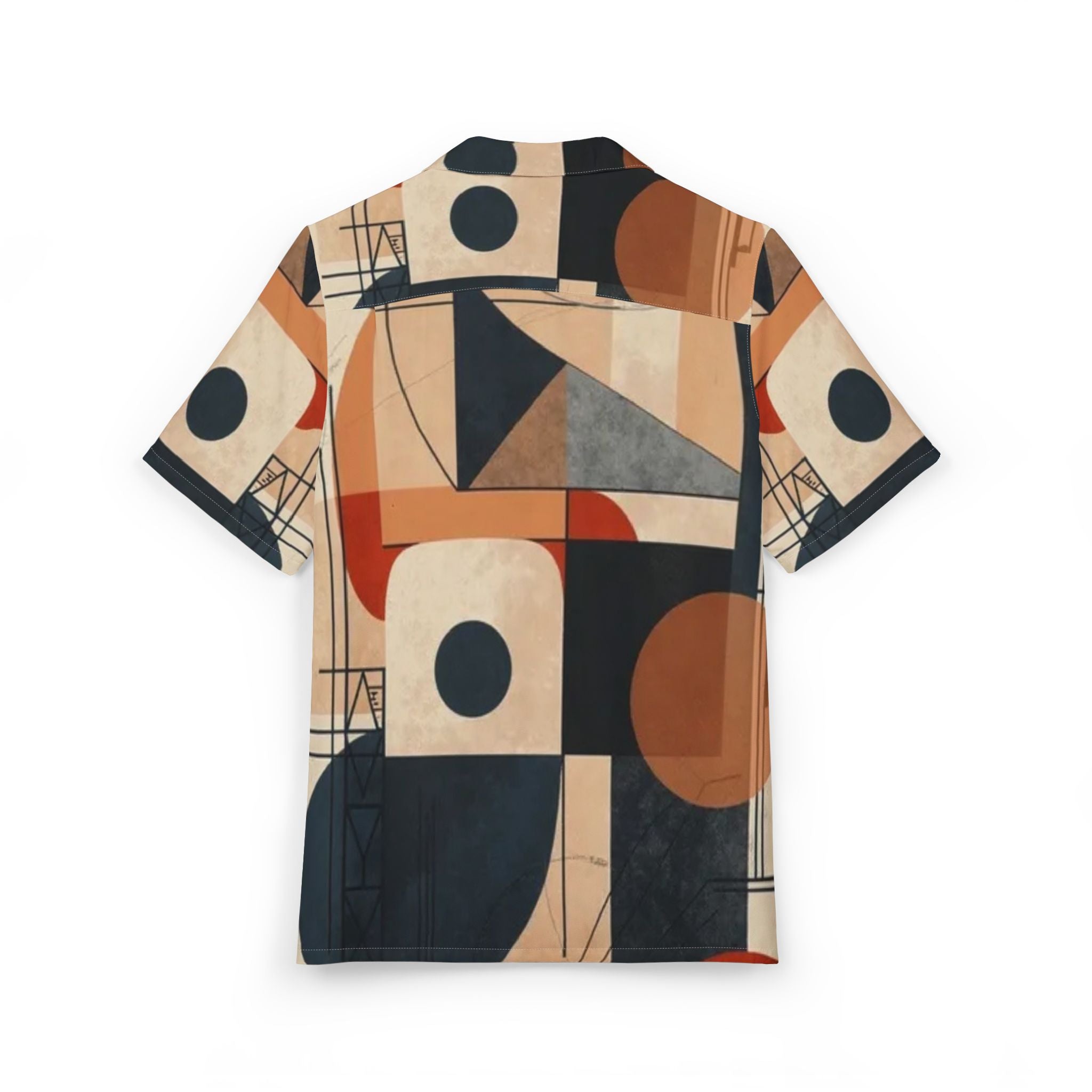 Men's Hawaiian Shirt Evolución Geométrica en Tonos Tierra y Azul