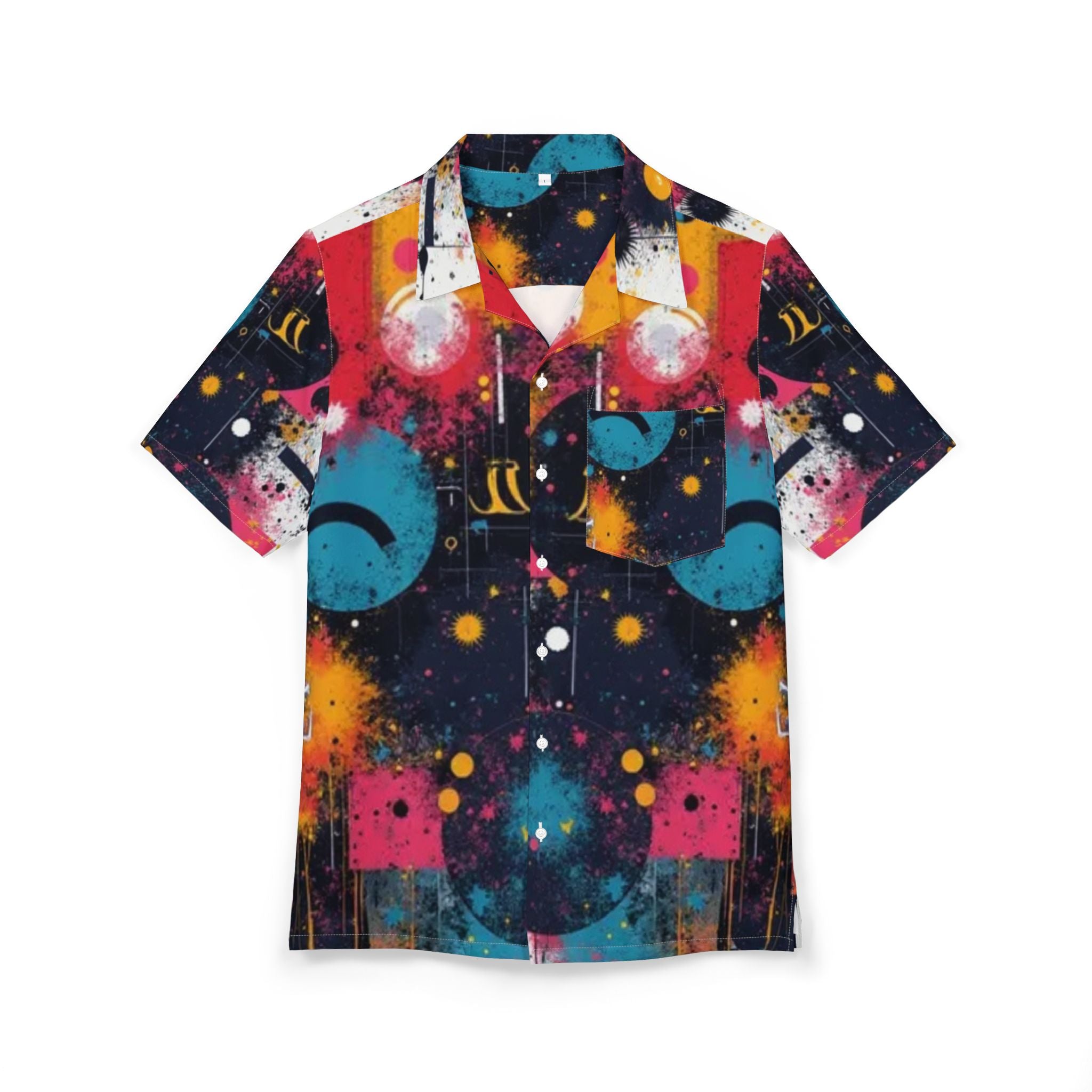 Men's Hawaiian Shirt Explosión Cósmica de Colores y Formas