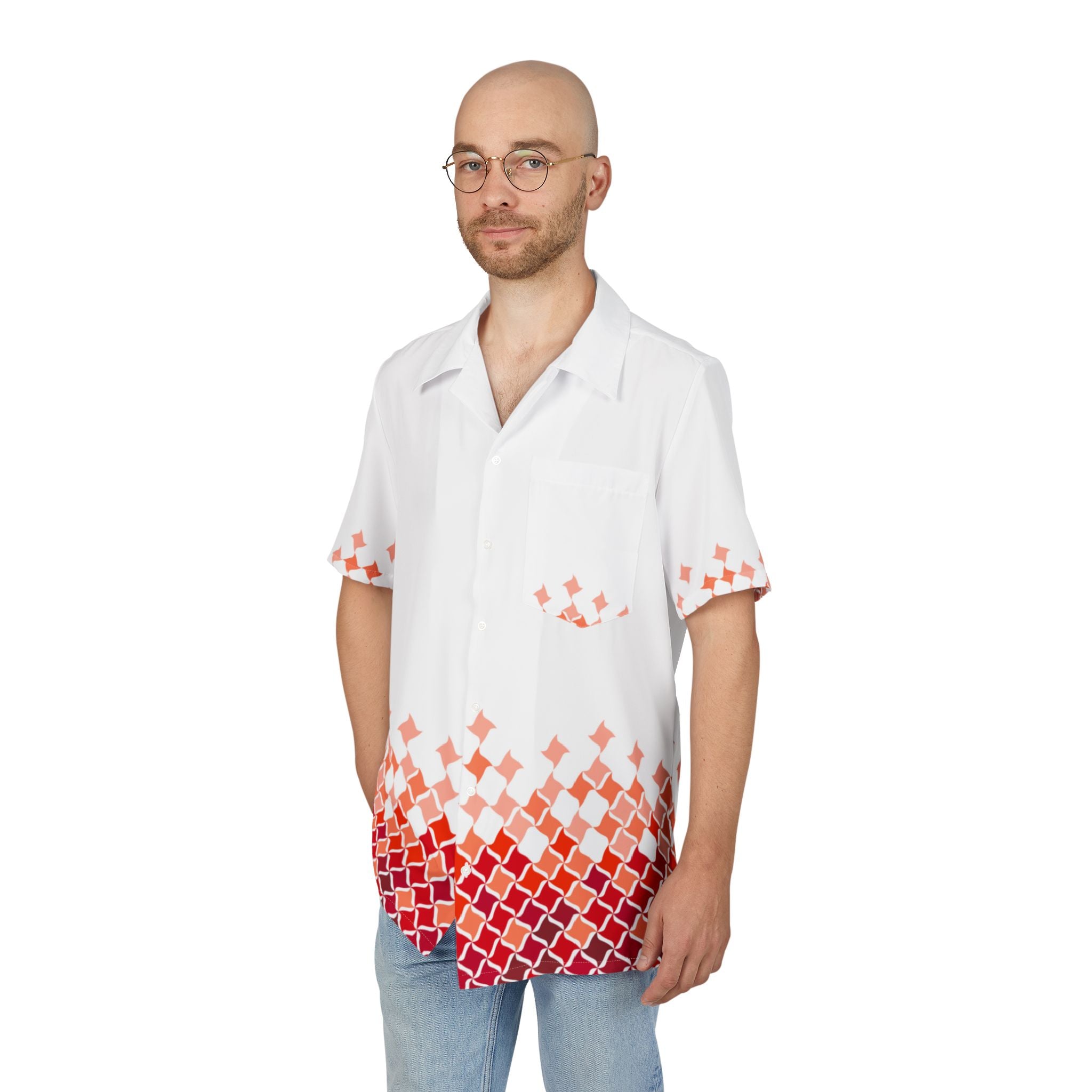 Men's Hawaiian Shirt Ocaso geométrico en degradado