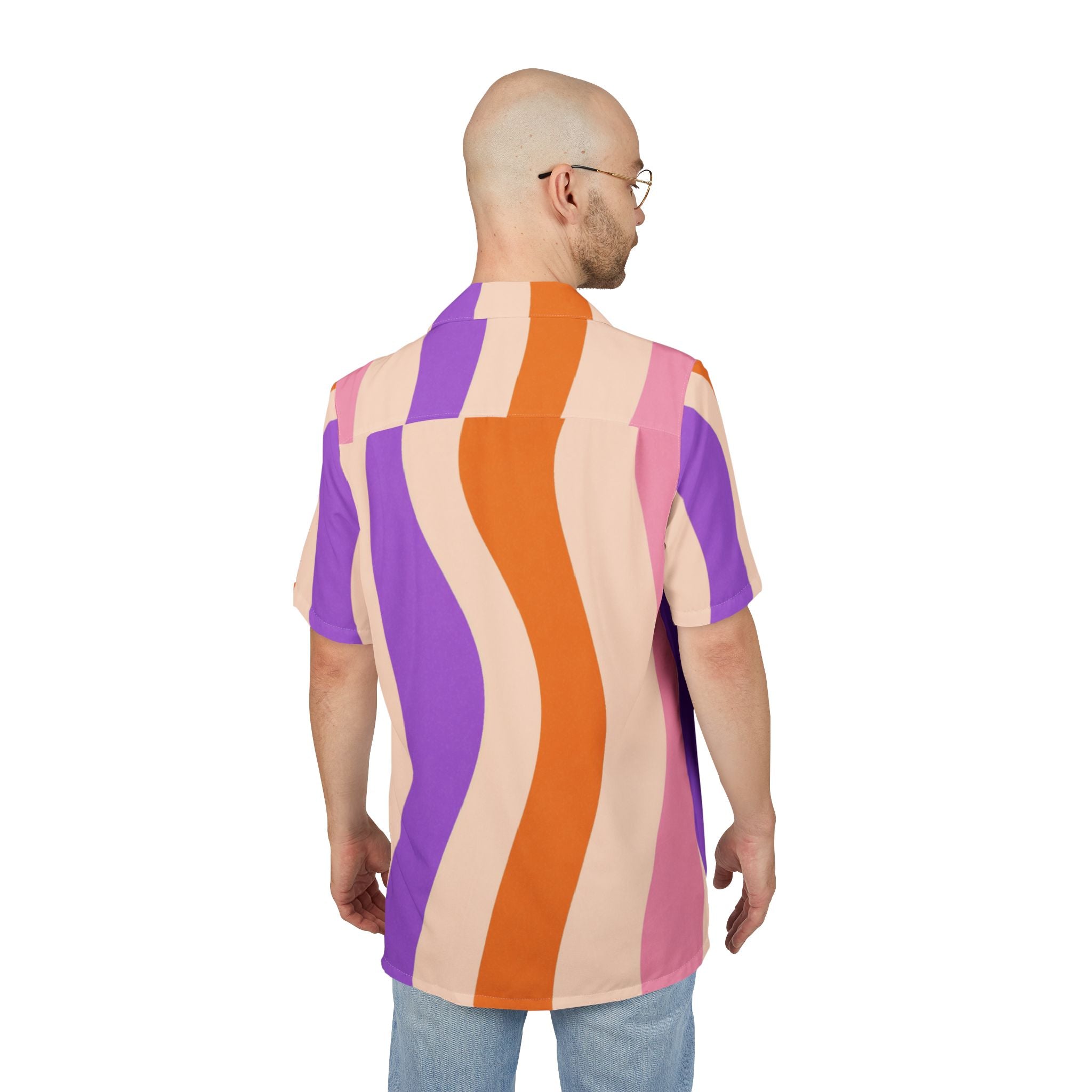 Men's Hawaiian Shirt Ritmo y flujo en curvas de colores