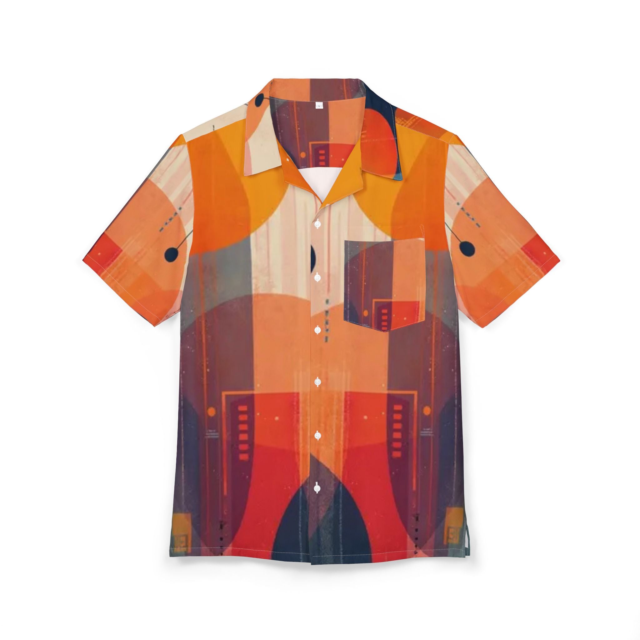Men's Hawaiian Shirt Círculos y Sombras en la Abstracción Vibrante