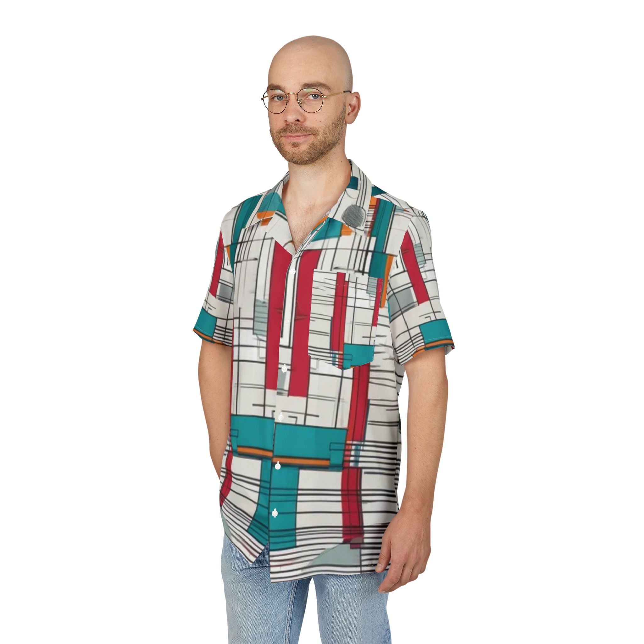 Men's Hawaiian Shirt Armonía Urbana en Líneas y Colores