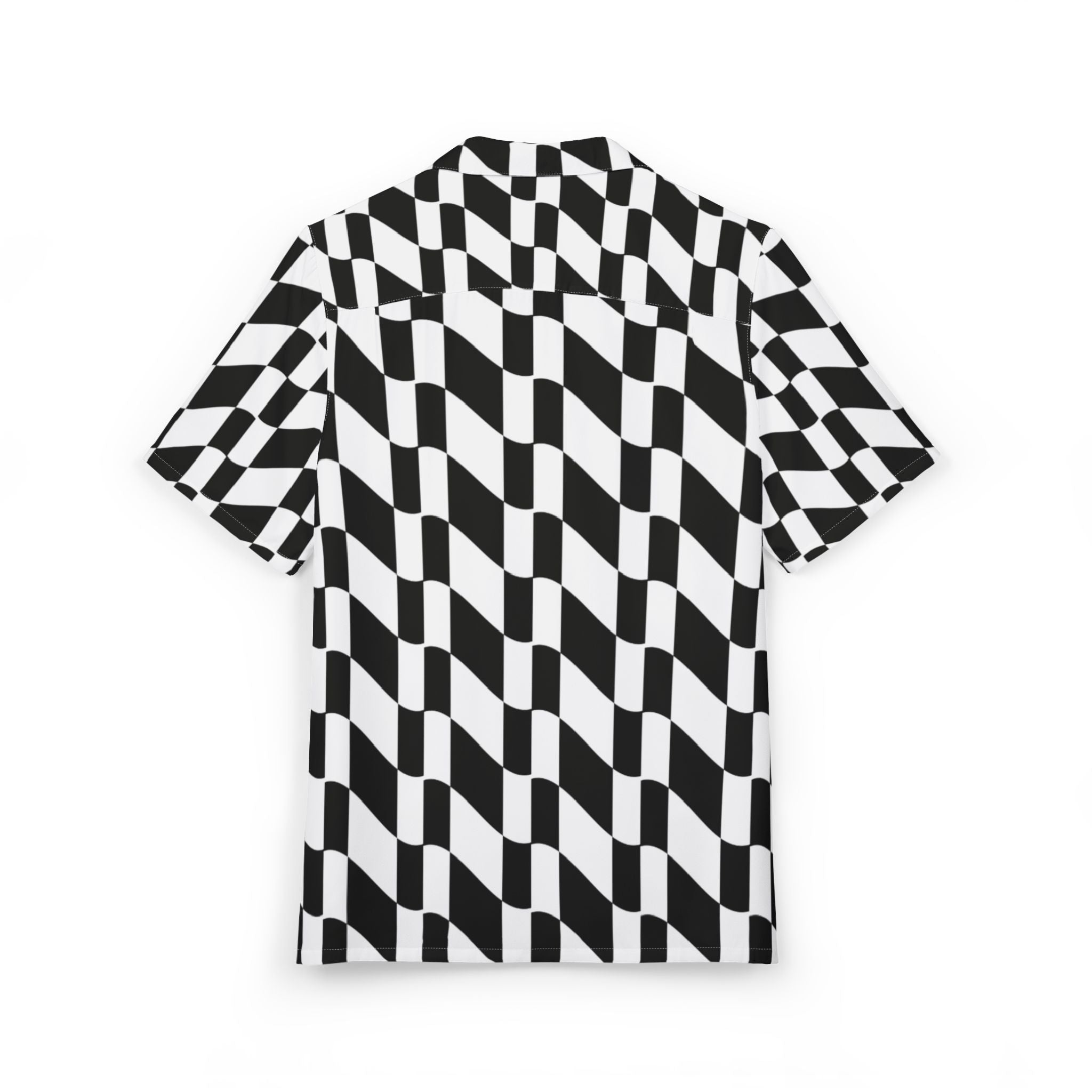 Men's Hawaiian Shirt Olas de Contraste: Ritmo Visual en Blanco y Negro