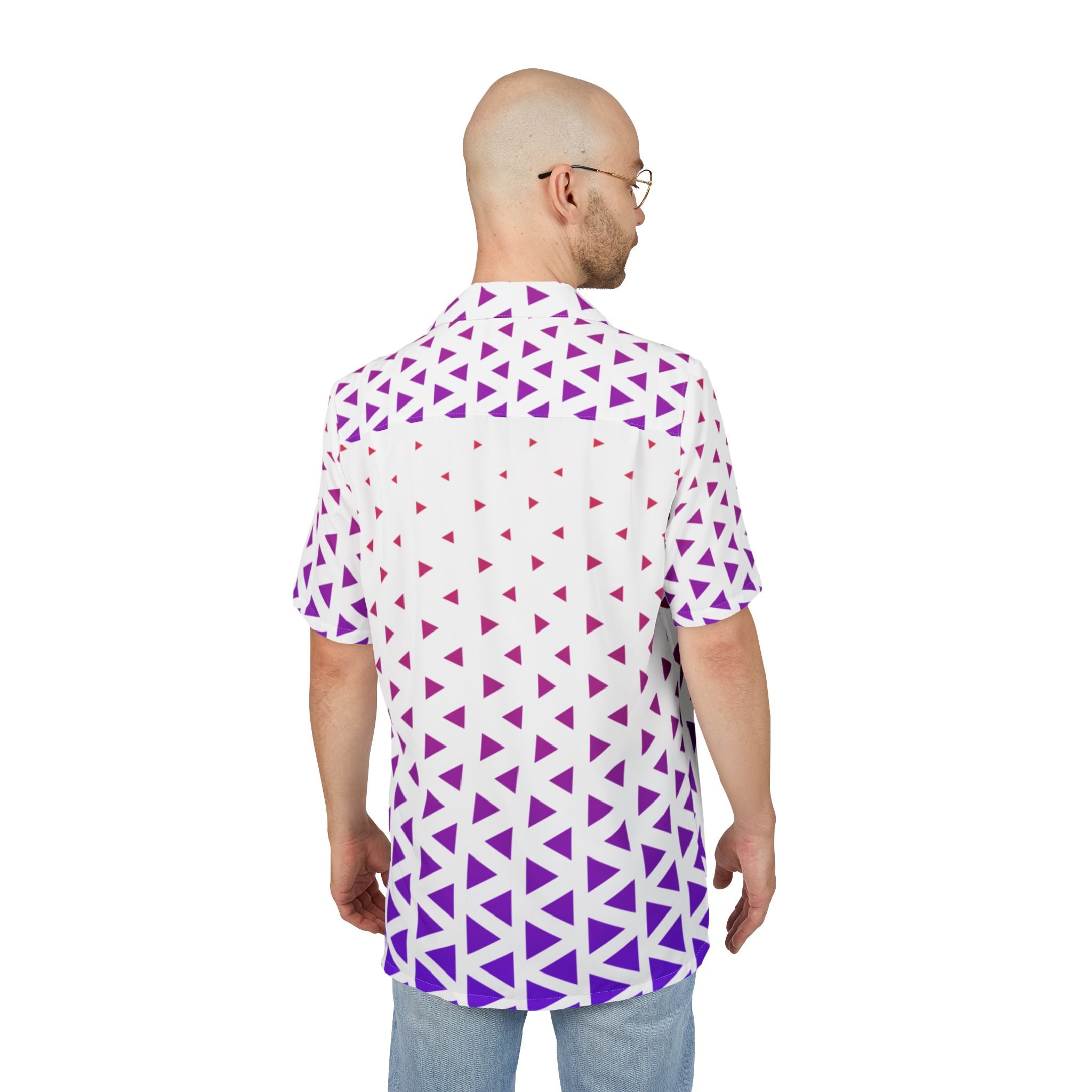 Men's Hawaiian Shirt Gradiente de Triángulos en Fusión Púrpura