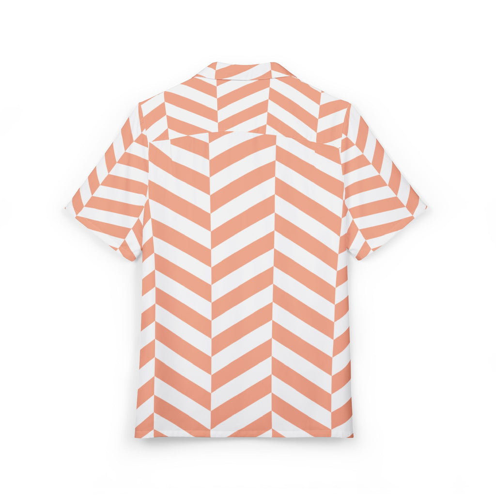 Men's Hawaiian Shirt Ritmo Geométrico en Coral y Blanco