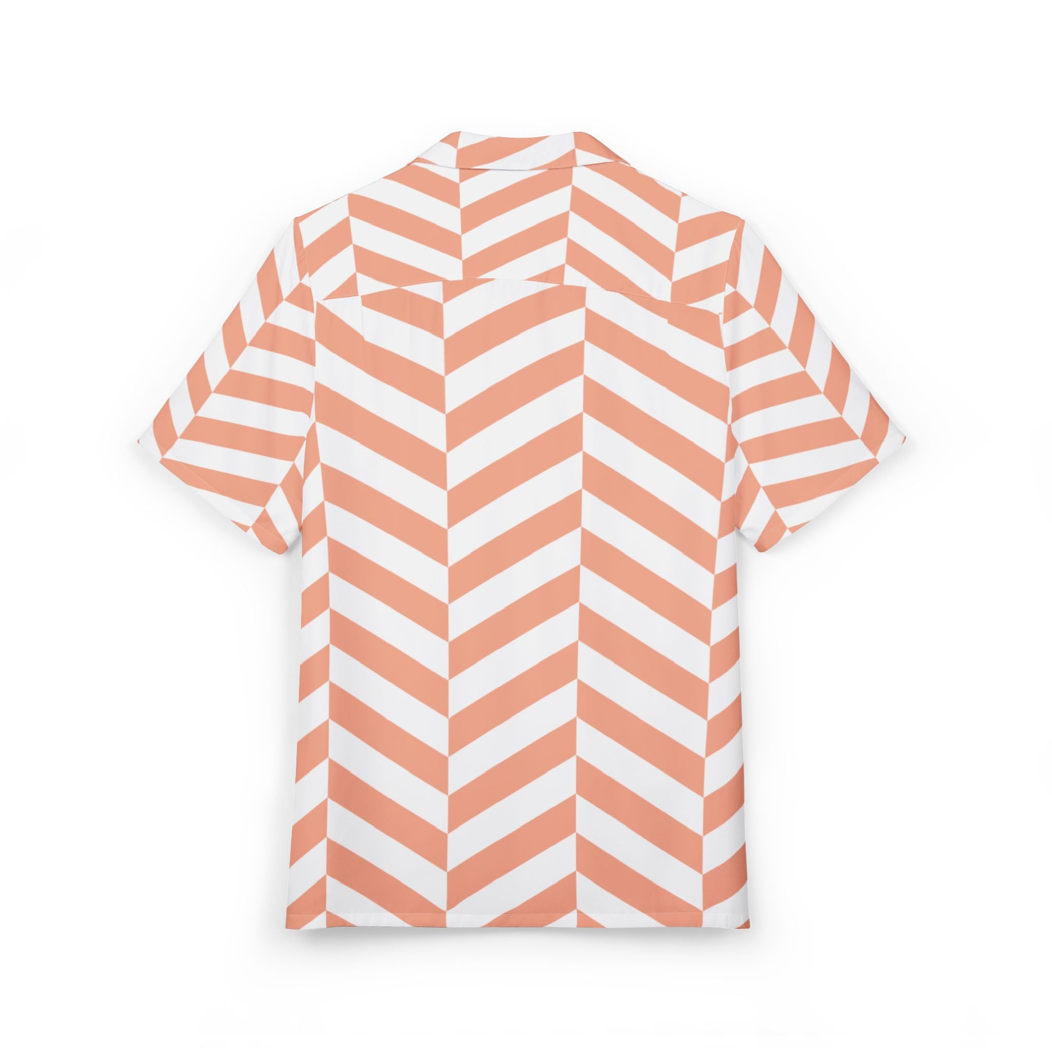 Men's Hawaiian Shirt Ritmo Geométrico en Coral y Blanco