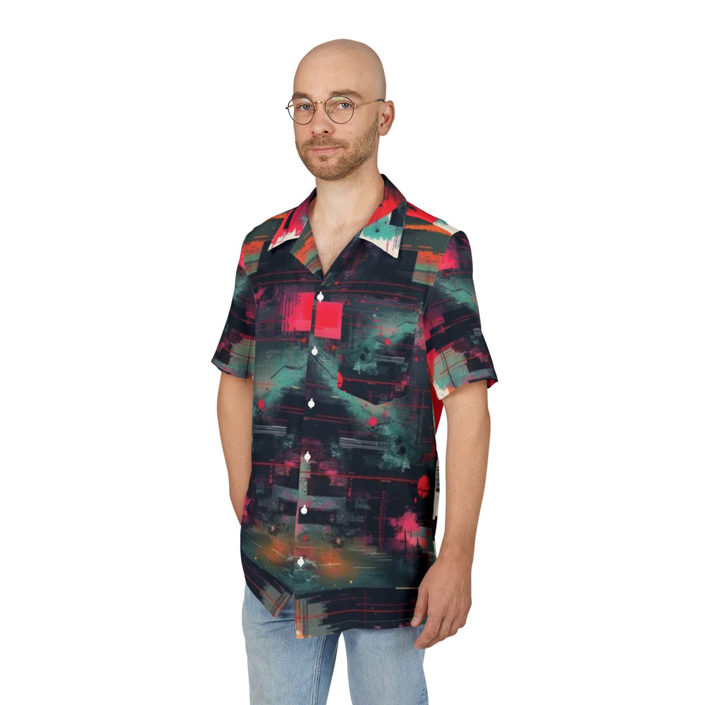 Men's Hawaiian Shirt Amanecer entre Ruinas Digitales