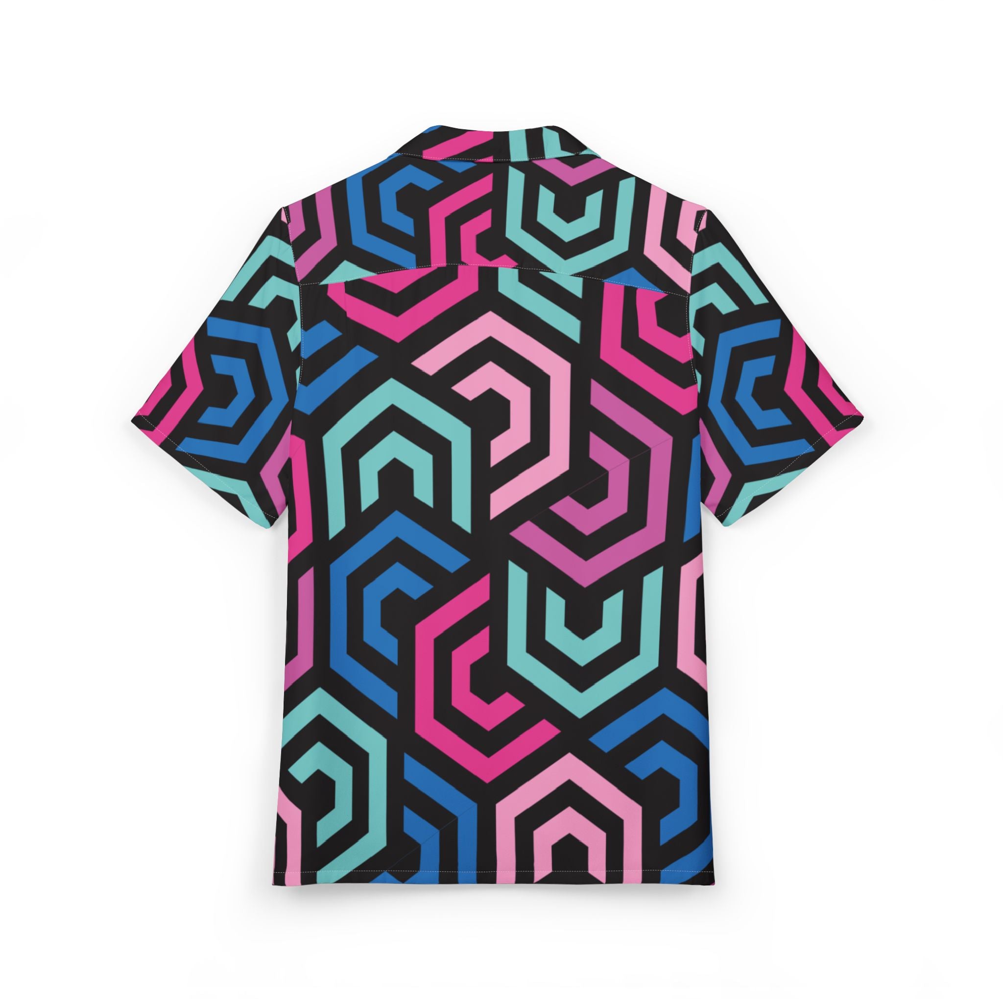 Men's Hawaiian Shirt Laberinto Cromático en Rosa y Azul