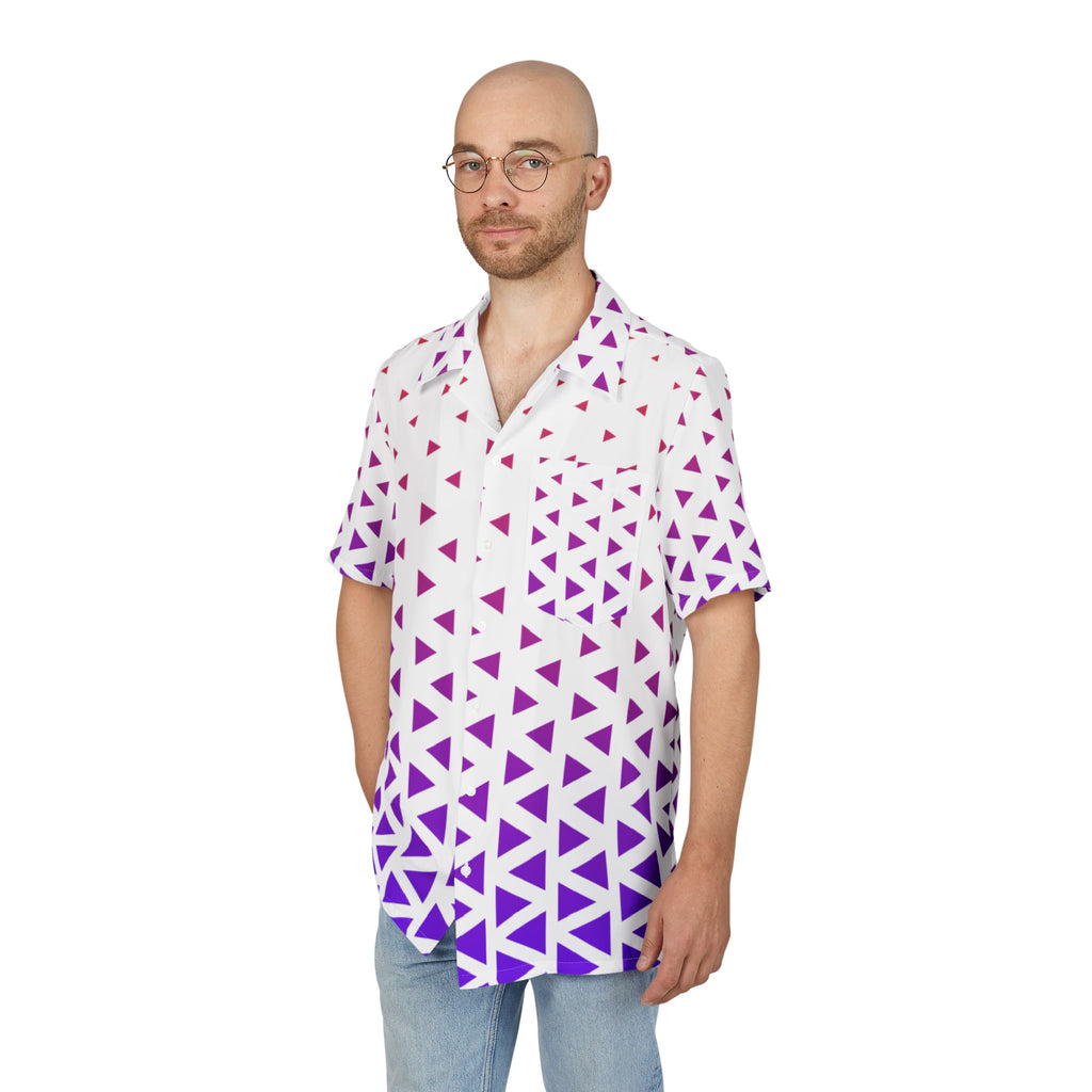 Men's Hawaiian Shirt Gradiente de Triángulos en Fusión Púrpura
