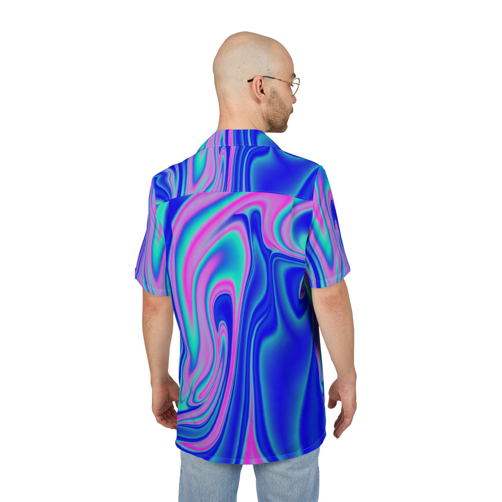 Men's Hawaiian Shirt Viaje Psicodélico en Turquesa y Rosa