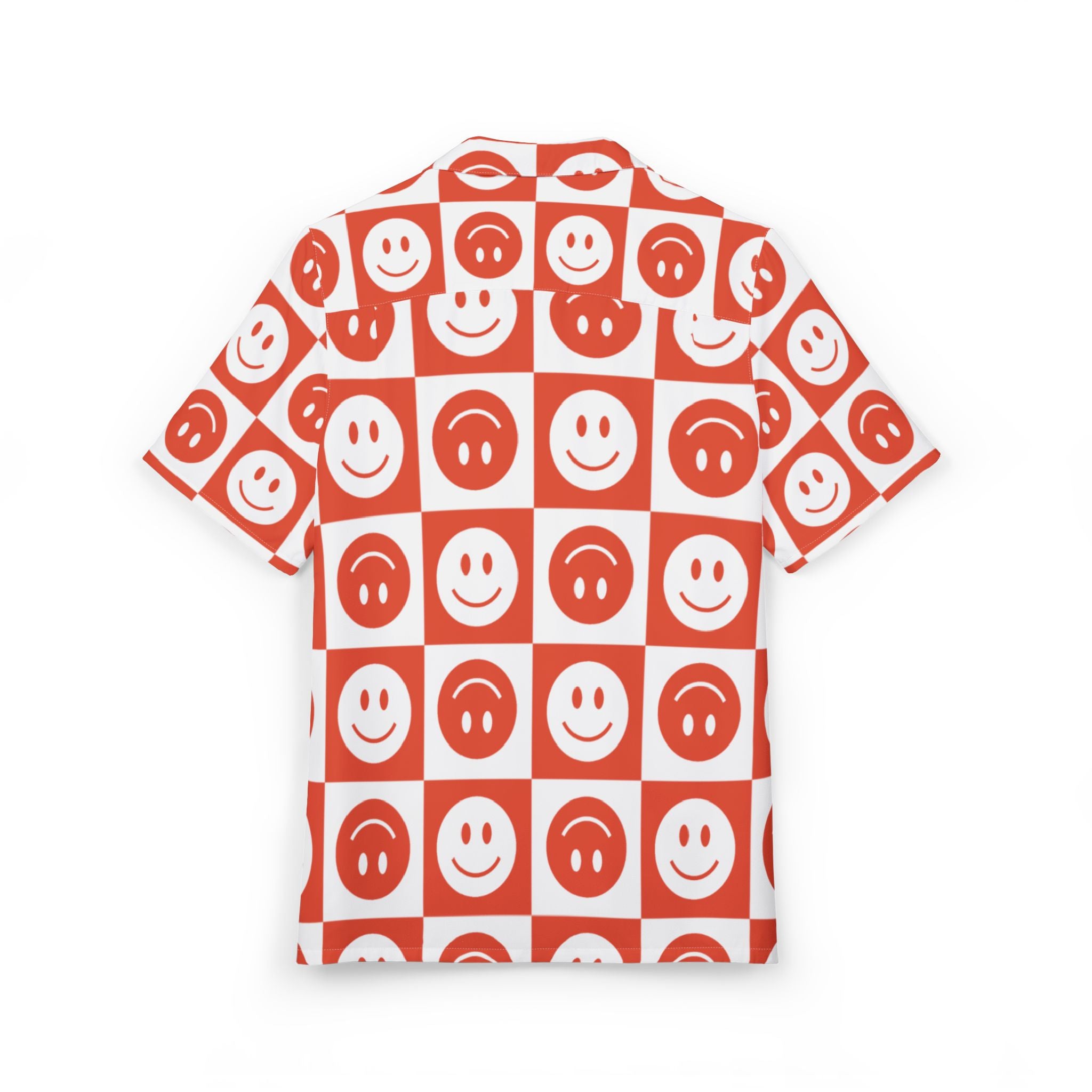 Men's Hawaiian Shirt Sonrisas en Rojo y Blanco: Un Mosaico de Alegría