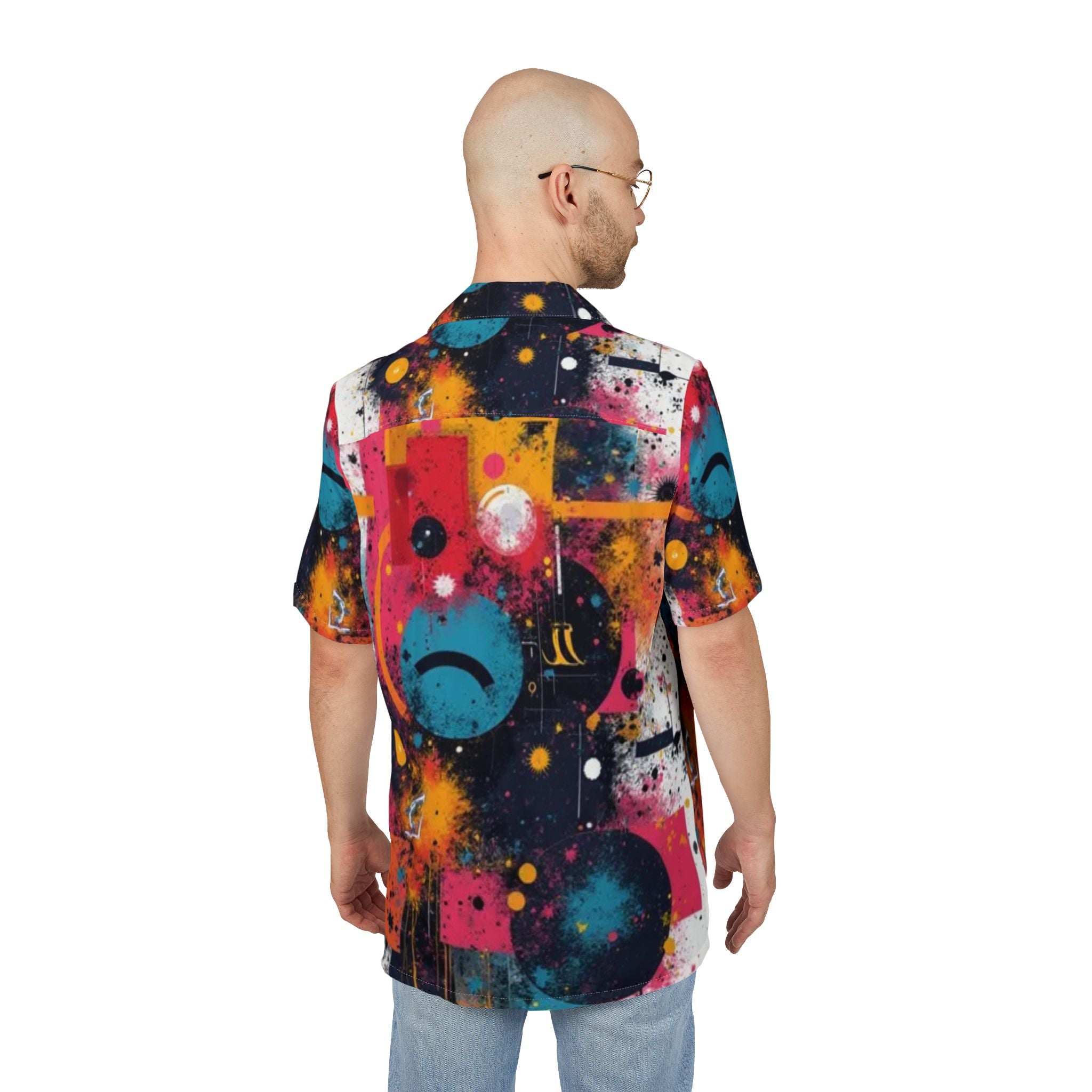 Men's Hawaiian Shirt Explosión Cósmica de Colores y Formas